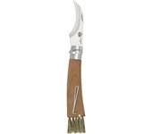 El zorro navaja para setas con hoja de 8cm girolock y cepillo en el pomo color marrón y cromo