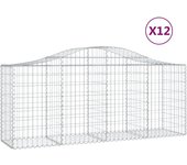 Cestas de gaviones muro de contención arqueado valla de jaula 1 juego de 2 200 x 50 x 80/100 cm hierro ga 02_0040542