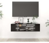 Mueble de tv colgante aglomerado negro 100x30x26,5 cm