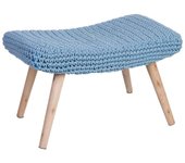 Banqueta de madera y algodón trenzado azul 67x30x43h cm