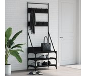 Vidaxl perchero con zapatero negro 70x40x184 cm