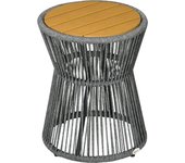 Mesa de jardín outsunny, mesa bistrot, mesa baja con meseta en plástico y pies regulables, para terraza, gris foncé y natural