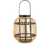 Farol h&h en bambú tejido negro y bambú cm 24x48h