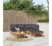 Conjunto de muebles de jardín vidaxl de 6 piezas con cojines de bambú gris oscuro