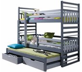 Litera henderson 124, litera con cama extra, gris, 90x200, 90x190, madera, somieres, 97x210x175cm