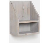 Mesita de noche flotante de madera gris 36x18 cm