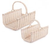Juego de cestos de madera narrado 51x28x21h, 56x38x24h