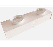 Mondiaz lush 180cm mueble de baño underlayment con 2 cajones. con lavabo doble sin orificios blanco brillo