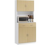 Alacena de cocina homcom melamina de madera madera natural 80x40x180 cm