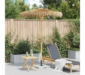 Sombrilla tiki de bambú de 150 cm con dosel de hojas de plátano