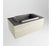 Mondiaz erin 80cm mueble de baño color light brown grey con 1 cajón. con lavabo ridge centro 1 orificio color dark grey