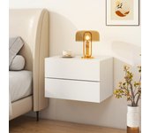 Mesita de noche flotante con 2 cajones mesa de noche de pared con almacenaje estante flotante para dormitorio salón mesa colgante blanco