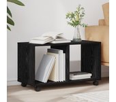 Mesa auxiliar con ruedas de roble negro 72x33x42,5 cm de madera contrachapada