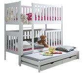 Litera vista 107, litera con cama extra, de dos pisos, blanco, 90x190, 90x200, madera, somieres, 96x208x179cm