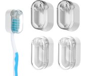 (blanco, gris) 4 portacepillos de dientes montado en la pared portacepillos de dientes eléctrico portátil funda para cepillo de dientes con tapa