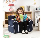 Sillón infantil de terciopelo con espuma relleno para niños 0-5 años azul marino 68x46x50 cm