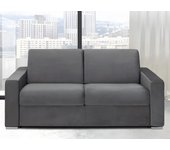 Sofá-cama de 3 plazas con apertura exprés de terciopelo calito - antracita - cama de 140 cm - colchón de 18 cm