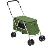 Vidaxl cochecito para perros plegable tela lino verde 100x49x96 cm