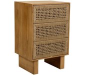 Mesita de noche de madera y cuerda trenzada marrón 45x36x55