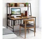 Mesa estudio estantería 3 cubos almacenamiento diseño ahorro espacio 120x57x139,5 cm marrón