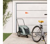 Vidaxl remolque de bicicleta mascotas hierro tela oxford gris