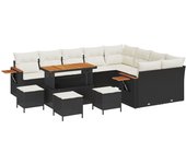 Conjunto de sofás de jardín vidaxl de 13 piezas con cojines negros poliratán acacia, conjunto de comedor de jardín vidaxl de 4 piezas con cojines negr