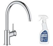 Grifo de cocina grohe start classic quickfix cromado + limpiador grohclean