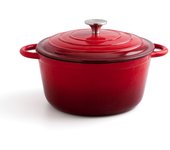 Bidasoa fierro - cocotte de hierro fundido circular, esmaltado en color rojo, 3.7l