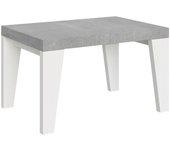 Mesa extensible 90x130/390 cm naxy mix tapa cemento patas fresno blanco