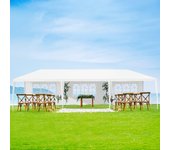 3x9m carpa para fiesta de jardín, cenador impermeable con protección uv, 5 paredes laterales extraíbles y ventanas, carpa plegable, boda, blanco