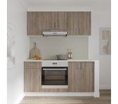 Set cocina haaus karo set, roble sonoma oscuro/blanco, encimera thermo 28 mm, l 160