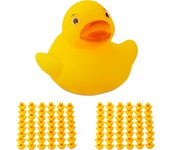 Relaxdays set de 96 patitos para baño, pato de goma para la bañera, amarillo