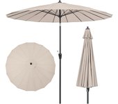 Sombrilla terraza exterior ø 2,7 m, sombrilla de jardín con manivela, botón de inclinación, protección uv impermeable resistente a la decoloración, 18