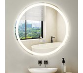 Zmh espejo de baño con función antivaho ip44 redondo blanco variable espejo de baño