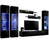 Mueble de tv fly c3 diseño, acabado en negro brillante. mueble colgante moderno y de moda para su sala de estar.
