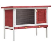 Vidaxl jaula conejera de 1 piso madera rojo