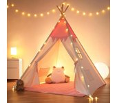 Tipi infantil con esterilla, dispositivo de fijación y guirnalda 120lx120lx150h