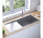 Vidaxl fregadero de cocina hecho a mano de acero inoxidable