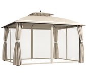 Cenador para jardín outsunny metal, poliéster beige 370x303x290 cm
