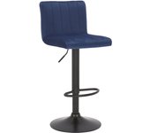 Taburete de bar x1 giratorio regulable en altura asiento cosido en terciopelo azul y metal negro 10_0005000