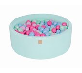 Meowbaby piscina de bolas, round seca para niños, menta : azul/rosa claro/rosa pastel, 200 pcs, 90x30cm