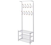 Vidaxl perchero de ropa con repisa para zapatos 68x32x182,5 cm blanco