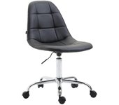 Silla de oficina taburete para ordenador con ruedas regulable en altura en sintético negro tabo10113