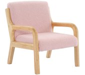 Sillón infantil escandinavo de madera y tela borreguito, lorens kids, rosa, 45x43x50 cm