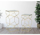 Mesa de café bibbiena, mesa de centro baja, revistero para sofá, estante de la sala de estar, oro, 50x50 h100 cm