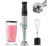 Cecotec batidora de mano katana 12 cream b. 1200 w 21 velocidades y turbo 4 hojas con titanio negro campana antisalpicaduras pie extralargo vaso