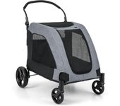 Carrito plegable para perros con 4 ruedas, con bolsa de almacenamiento, ventanas de malla y asa ajustable, se puede explotar 60 kg