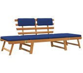 Banco de jardín 190 cm muebles de exterior terraza con cojines 2 en 1 madera maciza de acacia 02_0011598