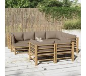 Vidaxl set de muebles de jardín 10 piezas bambú y cojines gris taupé