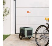 Vidaxl remolque de bicicleta mascotas hierro tela oxford gris negro